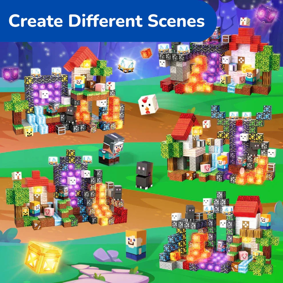 Conjunto de blocos magnéticos brilhantes