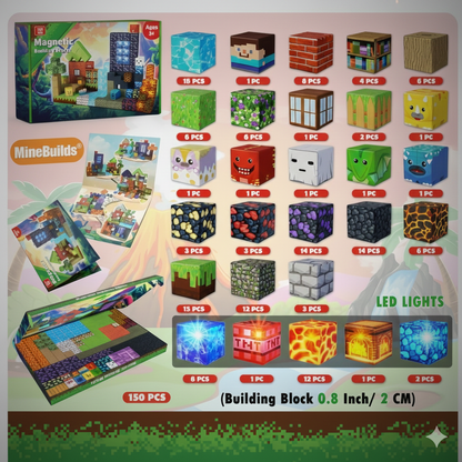 Conjunto de blocos magnéticos brilhantes